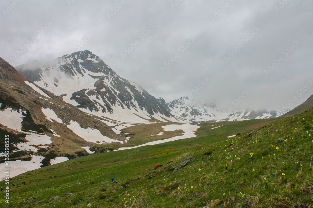 Caucasus ,Spring, mountain ,Russia, panorama , height ,mountain range ,snow ,landscapes ,,journey ,outdoors  