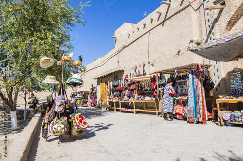  Street market in Itchan Kala, the walled inner town of the city of Khiva, Uzbekistan