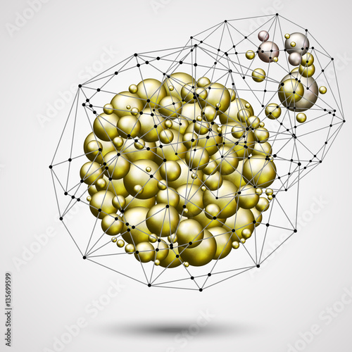 Abstract geometric spherical shape from triangular faces and pur