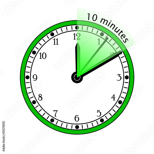 Clock 10 Minutes To Go Vector Illustration