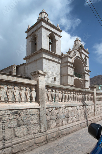 Chivay Plaza Major. South peru. Plaza Major. Church. photo