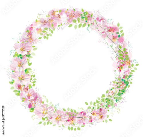 Vector floral circle frame.