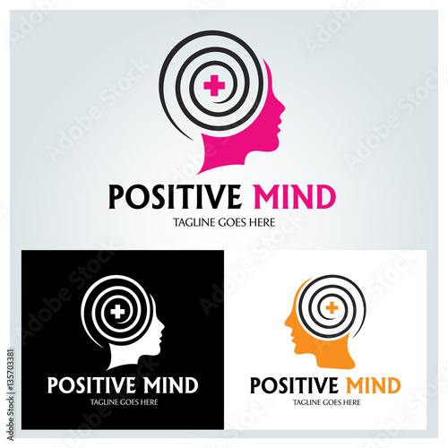 Positive mind logo design template, Vector illustration