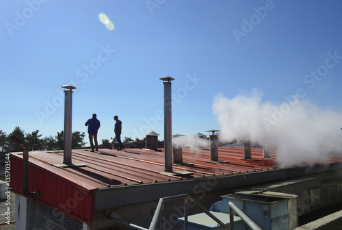 the roof of an industrial building photo