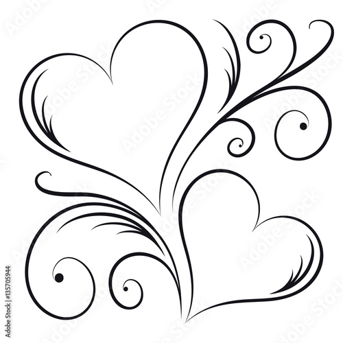 Two Hearts with Swirl Elements
