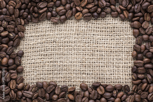 coffee beans on canvas background