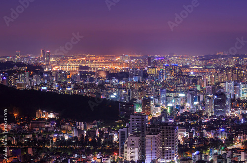 Seoul city and Han river, Downtown skyline, South Korea. © panyaphotograph