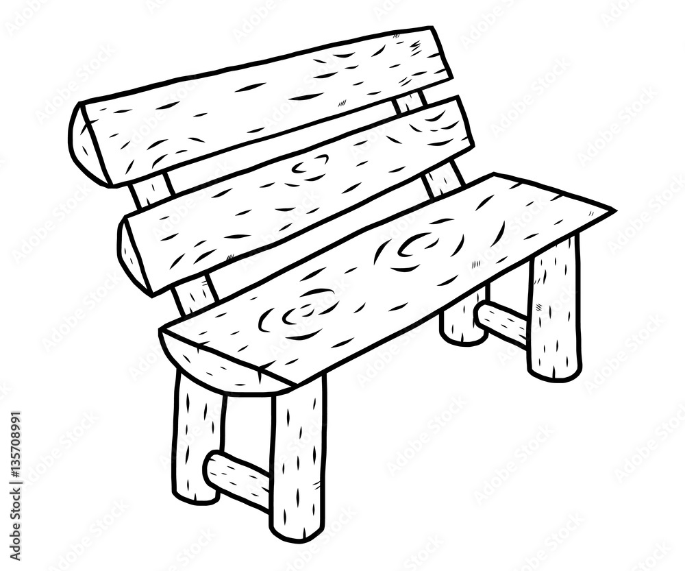 wooden bench / cartoon vector and illustration, black and white, hand  drawn, sketch style, isolated on white background. Stock Vector | Adobe  Stock