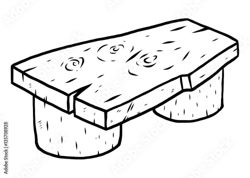 wooden bench / cartoon vector and illustration, black and white, hand drawn, sketch style, isolated on white background.