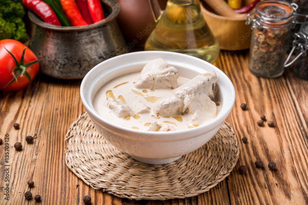 Cheese soup with chicken and vegetables Cheese soup with chicken and vegetables