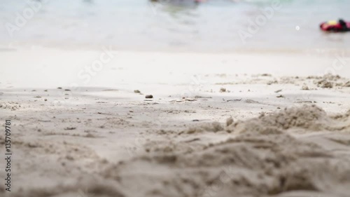 beach and ocean  in  philippines  feet of people walking background concept. photo