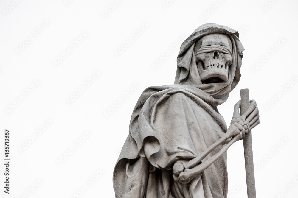 The Grim Reaper Death personified statue, holding sickle