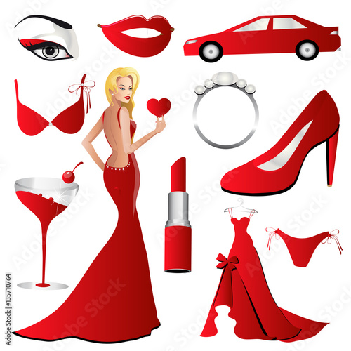woman accessories, isolated on a white