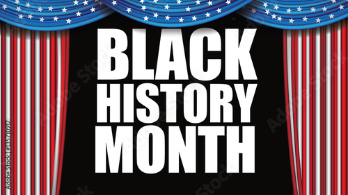 Black History Month American flag curtains design. For celebration and recognition in the month of February. EPS 10 vector.
