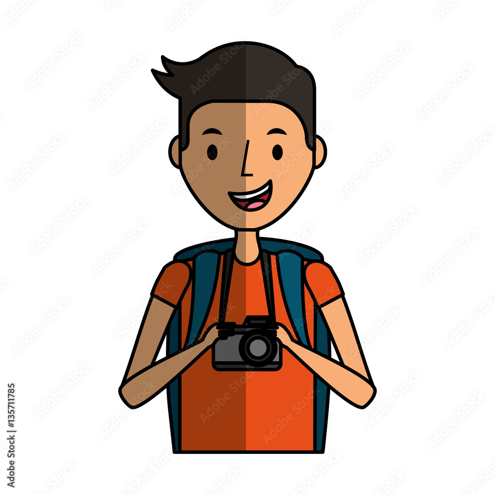 young man character with summer clothes vector illustration design