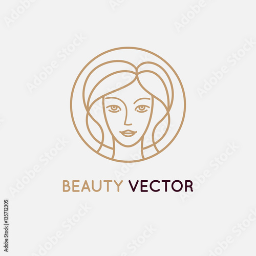 Vector logo design template in trendy linear style