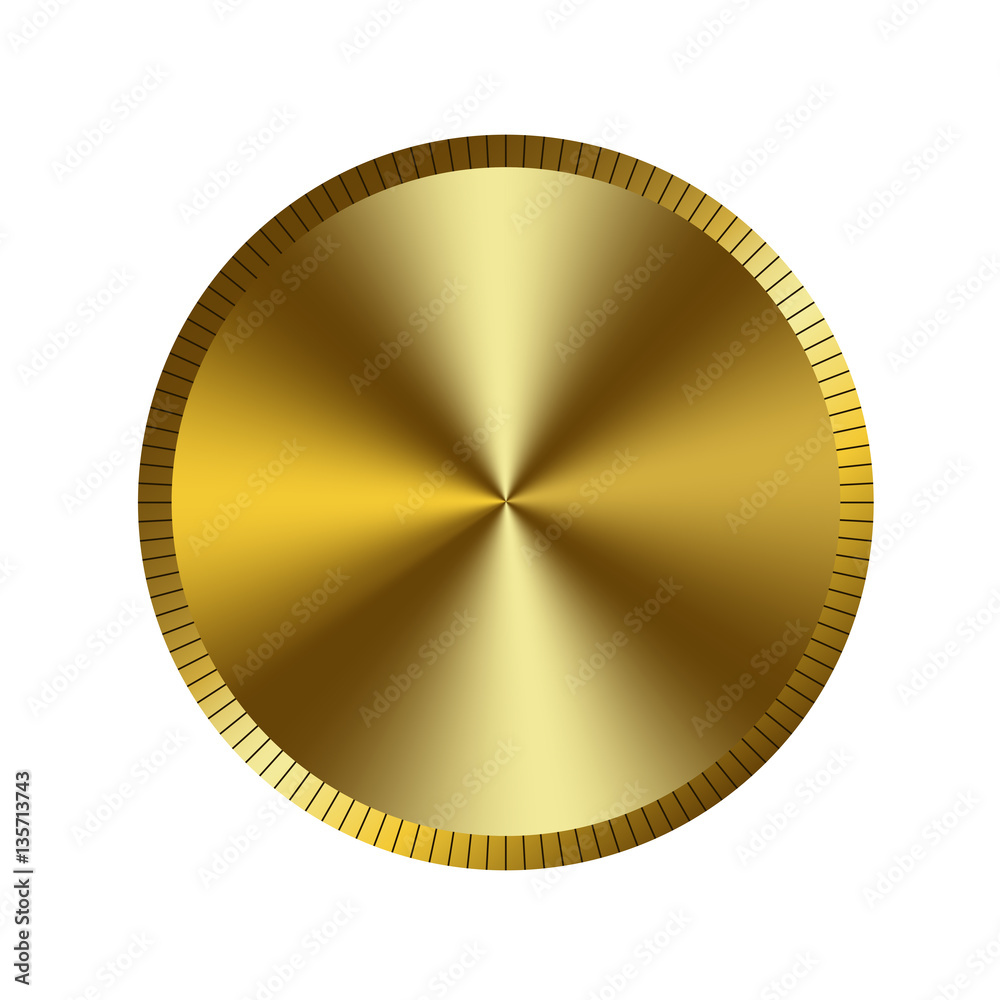 Gold circle background. Golden round medal, isolated on white background.  Award bright element. Border design for competition, winner prize, victory  button. Royal decoration. Vector illustration Stock Vector | Adobe Stock