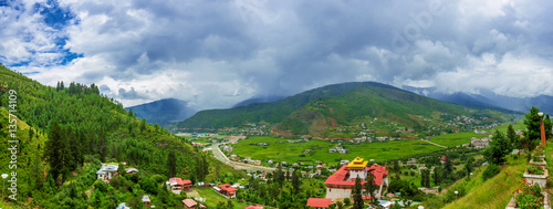 Panorama view of Paro valley, Bhutan photo