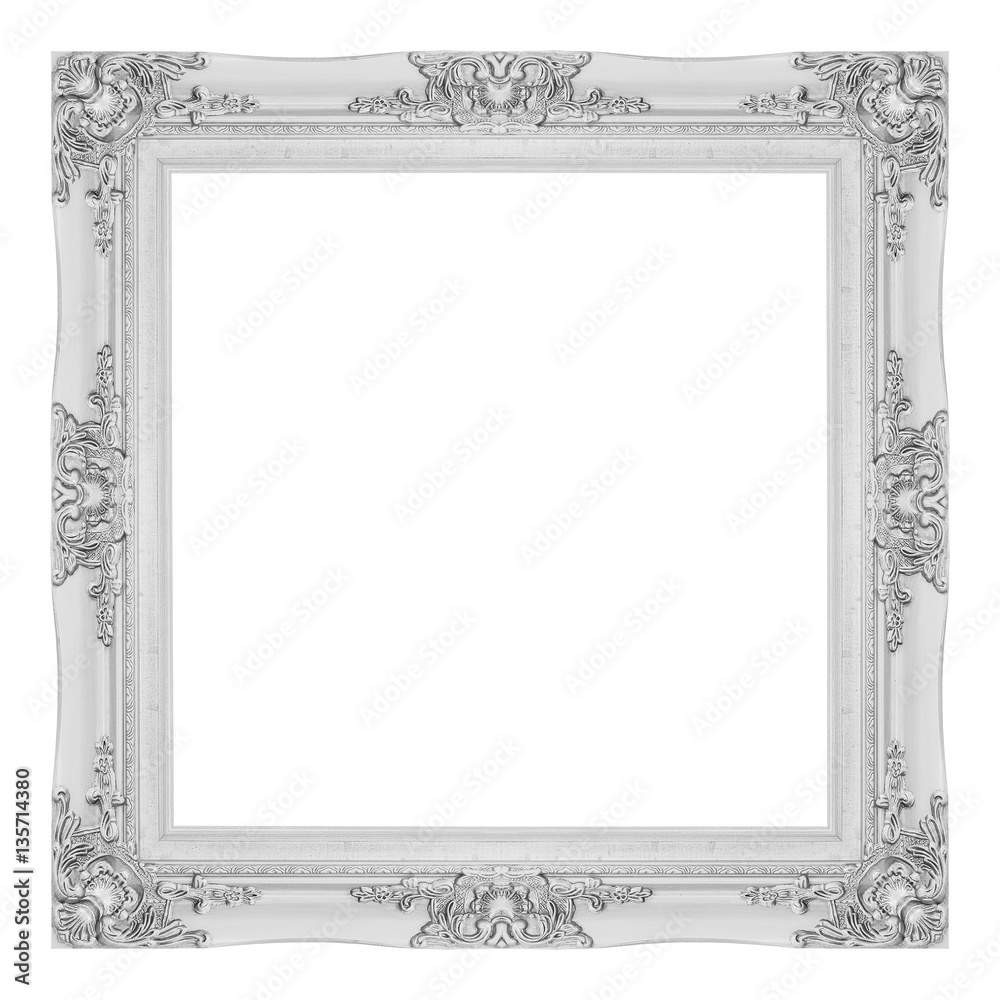 The antique gray frame on the white background