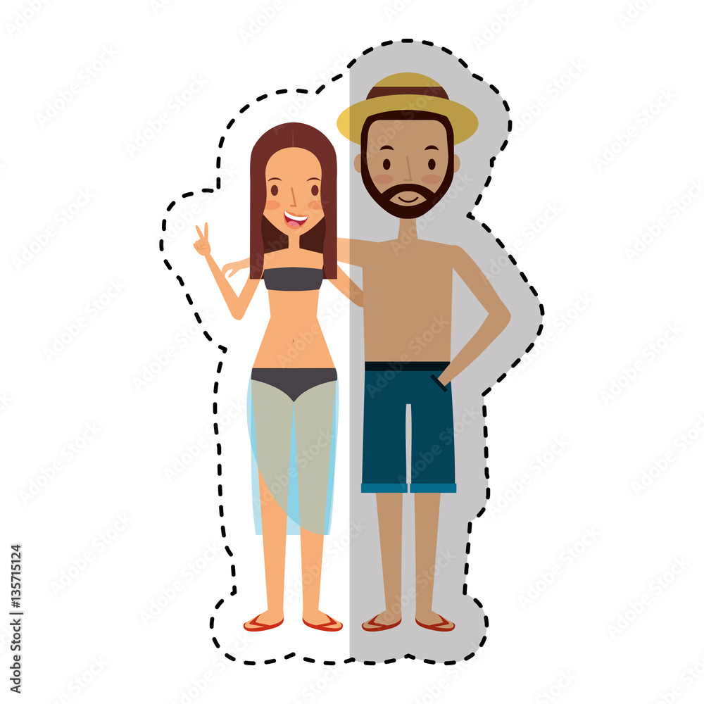 Obraz premium young people character with summer clothes vector illustration design