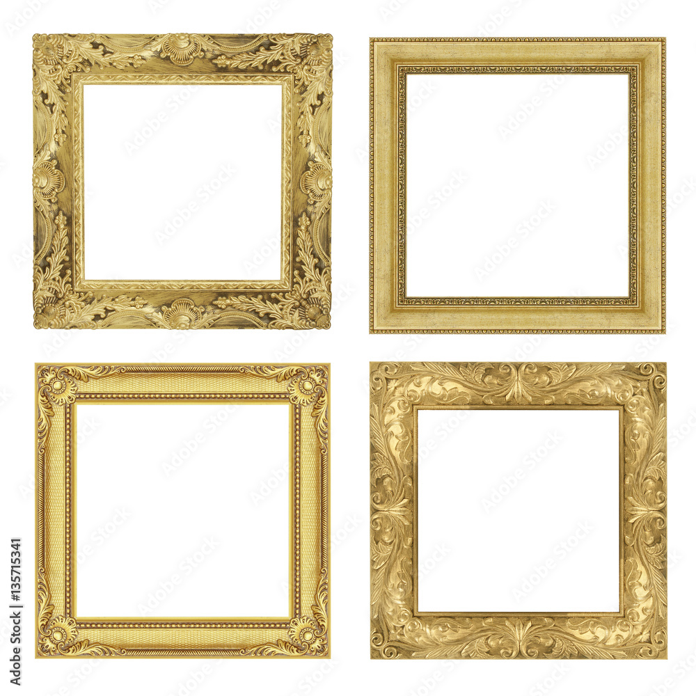 The antique gold frame isolated on white background The antique gold frame isolated on white background