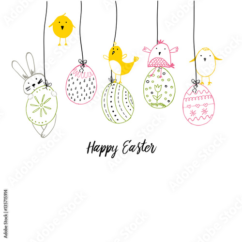 Hand drawn easter card