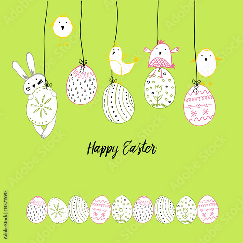 Hand drawn easter card