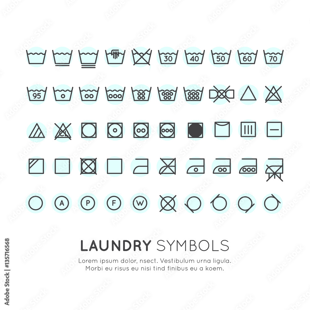 Garment care symbols set. The symbols on the labels of clothes washing