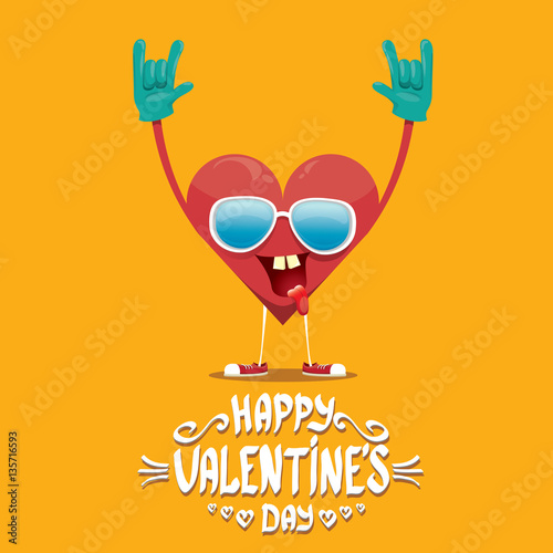 vector valentines day card with cartoon heart