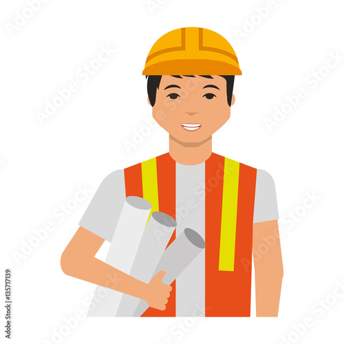 Construction professional avatar character vector illustration design