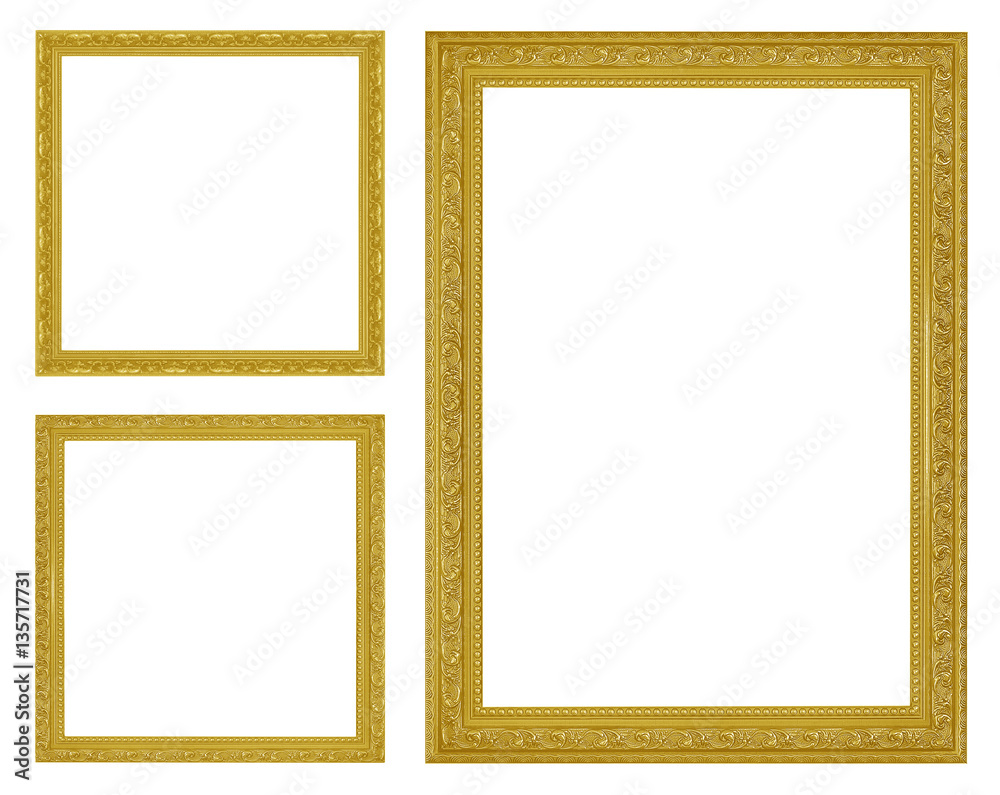 The antique gold frame on the white background The antique gold frame on the white background