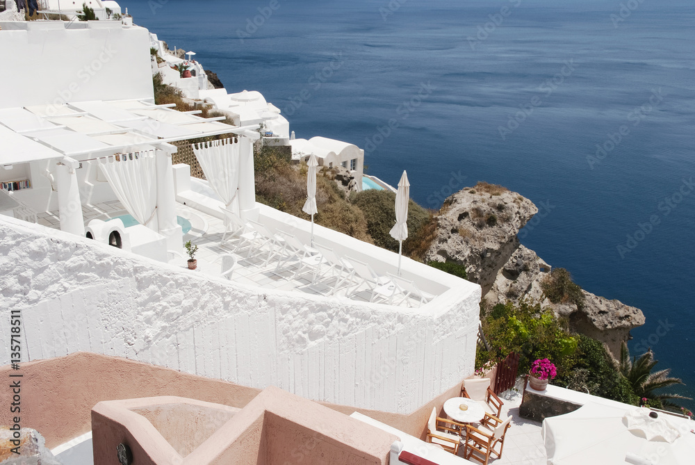 White architecture of Oia village on Santorini island, Greece