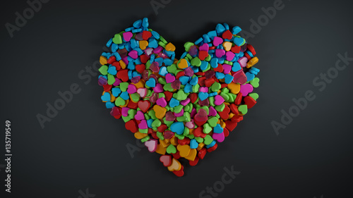 Heap of Colourful Heart Shape with Empty Space for Text Black Ba
