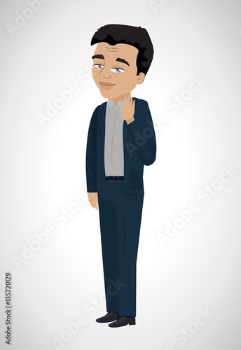 Business Man-Isolated On Gray Background.Vector Illustration,Graphic Design.For App,Web Site,Print,Presentation Templates,Mobile Applications And Promotional Materials.Office Concept 