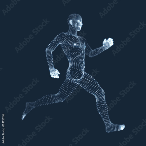 Running Man. Vector Graphics Composed of Particles. 