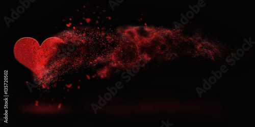 Fotografie, Obraz sprinkled sand heart , happy valentine's day - abstract romantic background bann