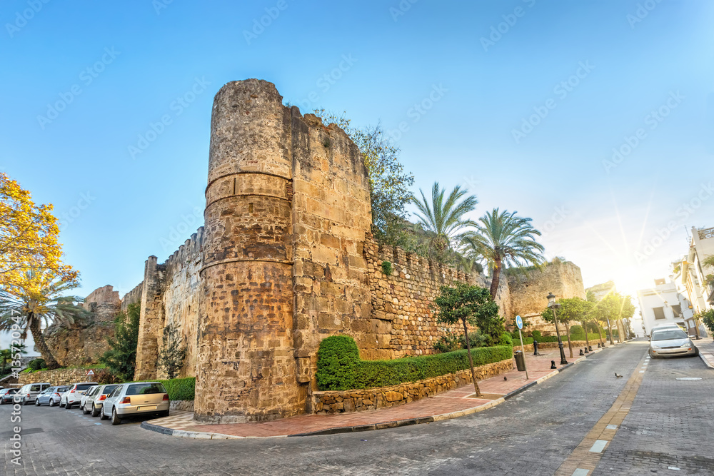 Preserved remains of Alcazaba fortress in Marbella, Andalusia, Spain