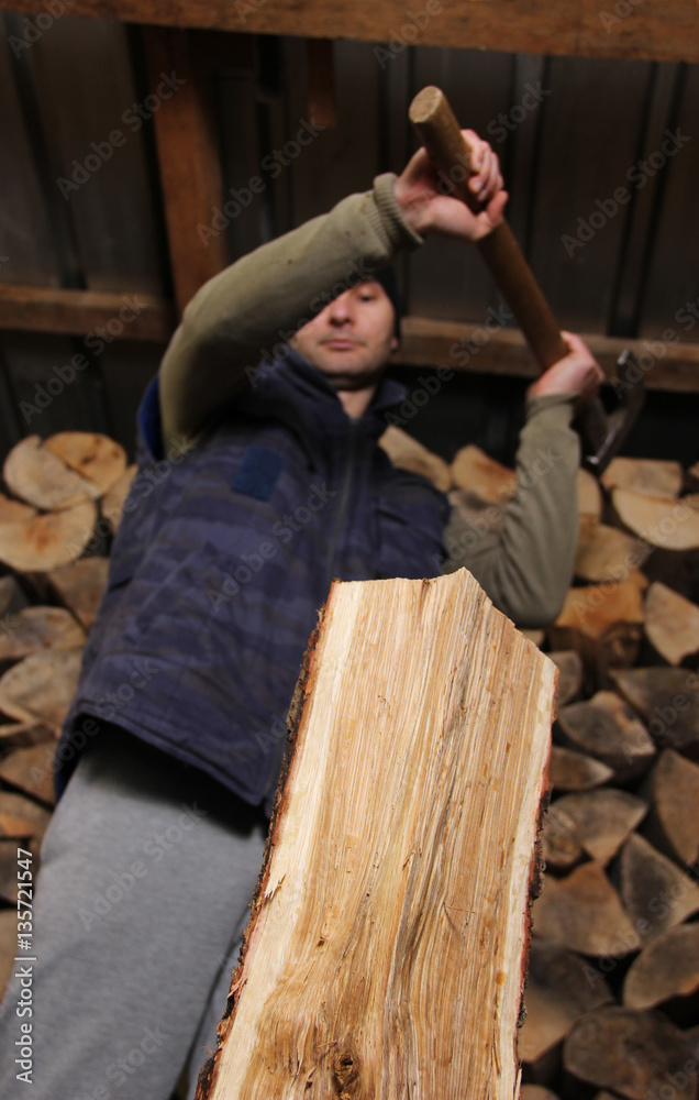 Man chopping firewood Man chopping firewood