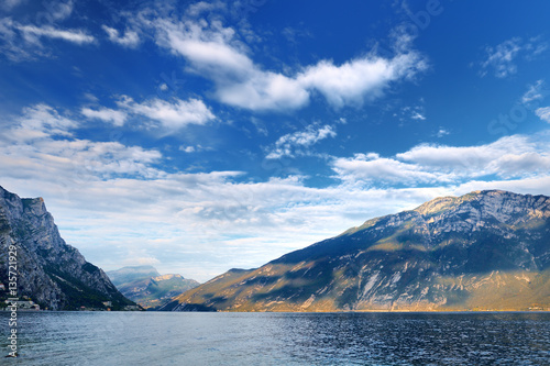 Beautiful shore of lake Garda, largest lake in Italy