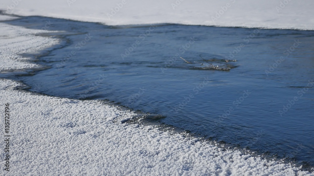 river winter ice snow, flowing blue water flow, of a winter landscape nature river winter ice snow, flowing blue water flow, of a winter landscape nature