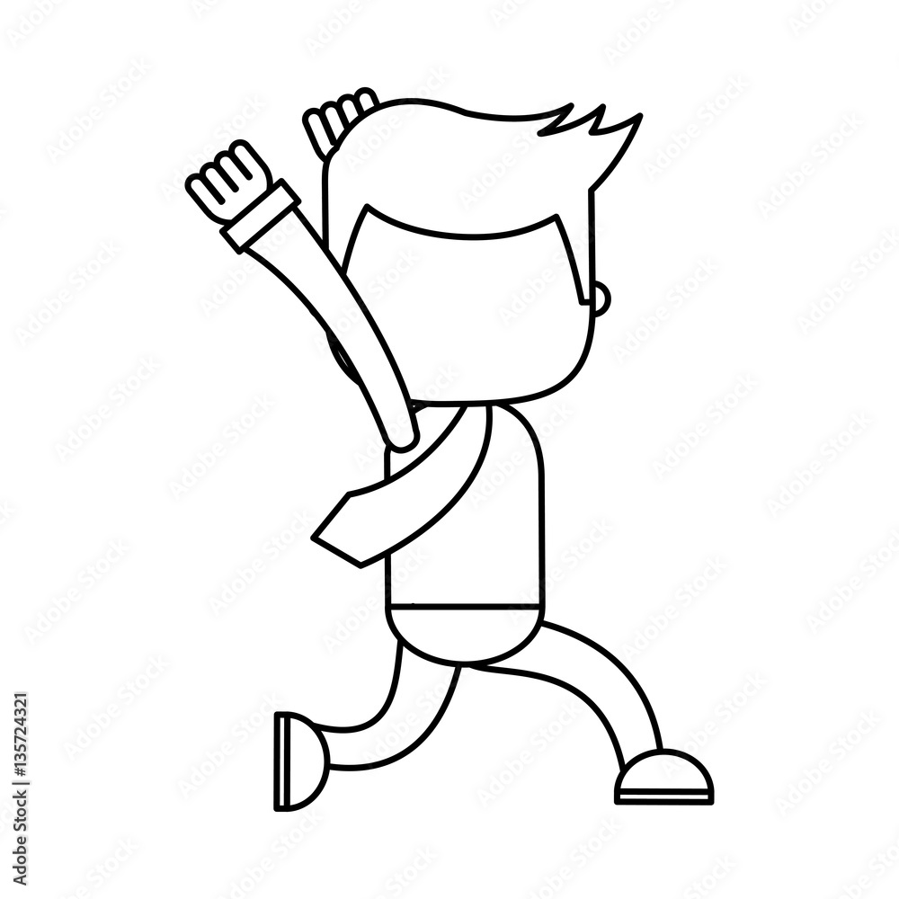 businessman running funny character icon vector illustration design