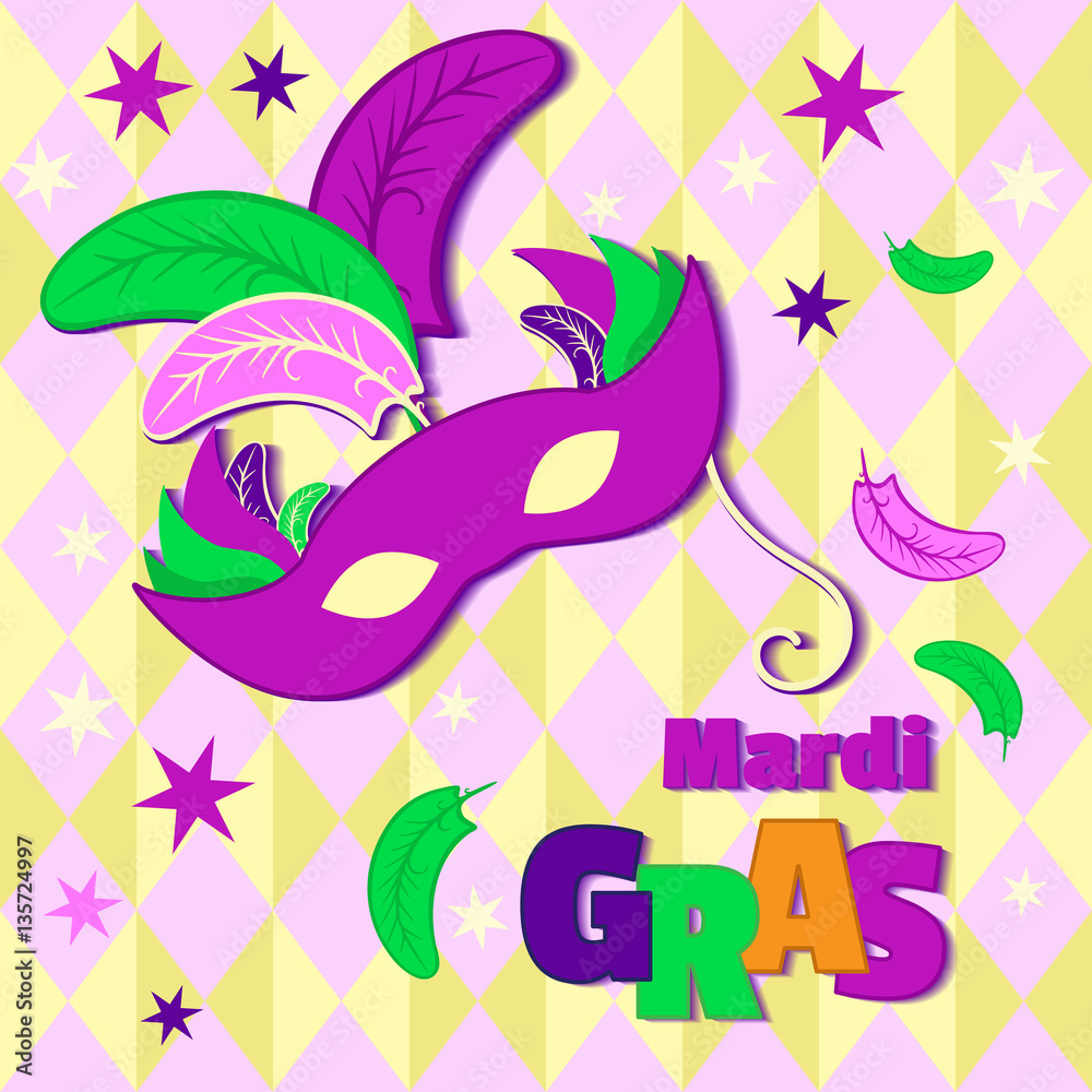 Obraz premium Background with Mardi Gras Mask