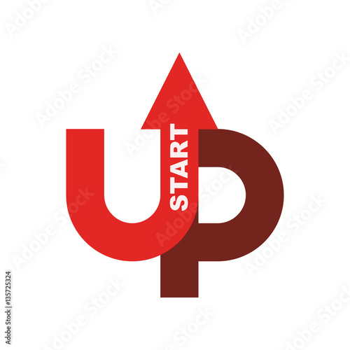 Start up logo. Startup emblem. Running business. Getting case. R