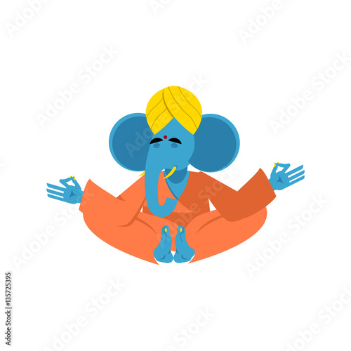 Sacred elephant in India. Ganesha Hindu god of wisdom and prospe