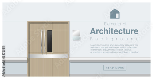 Elements of architecture , hospital corridor with doors background , vector ,illustration