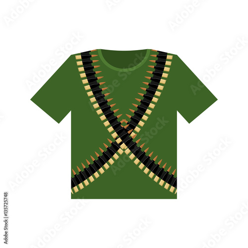 Soldier T-shirt and machine-gun belts. Military clothing. Army a