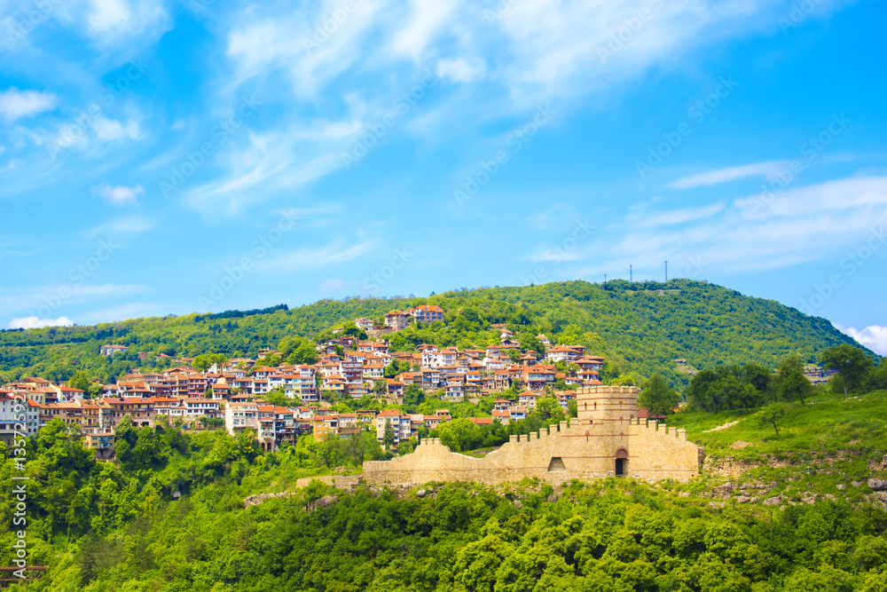 A beautiful view of the fortress of Veliko Tarnovo, Bulgaria on a sunny summer day
