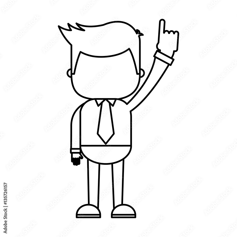 businessman funny with hands up character icon vector illustration design