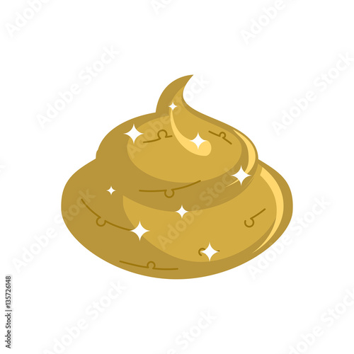 Gold shit  isolated. Expensive Turd. Poop golden treasure
