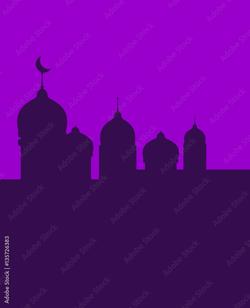 Mosque isolated. Arab madrasah. Illustration for Eid Mubarak. Ra